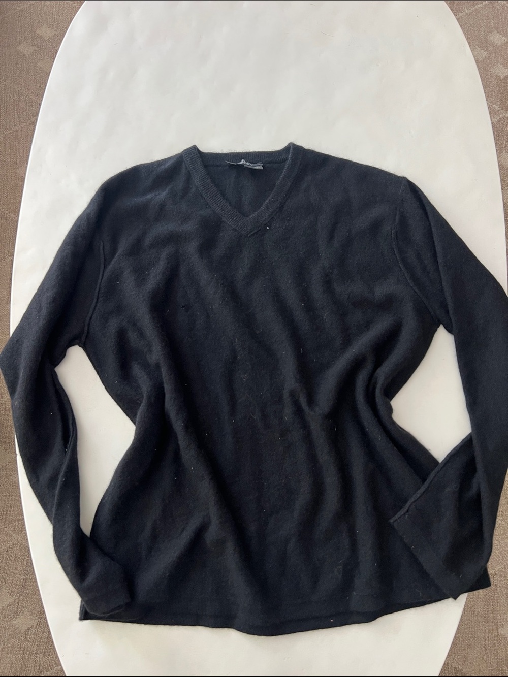 Vintage VTG DKNY 100% Cashmere Black V Neck Sweater Large *flawed*